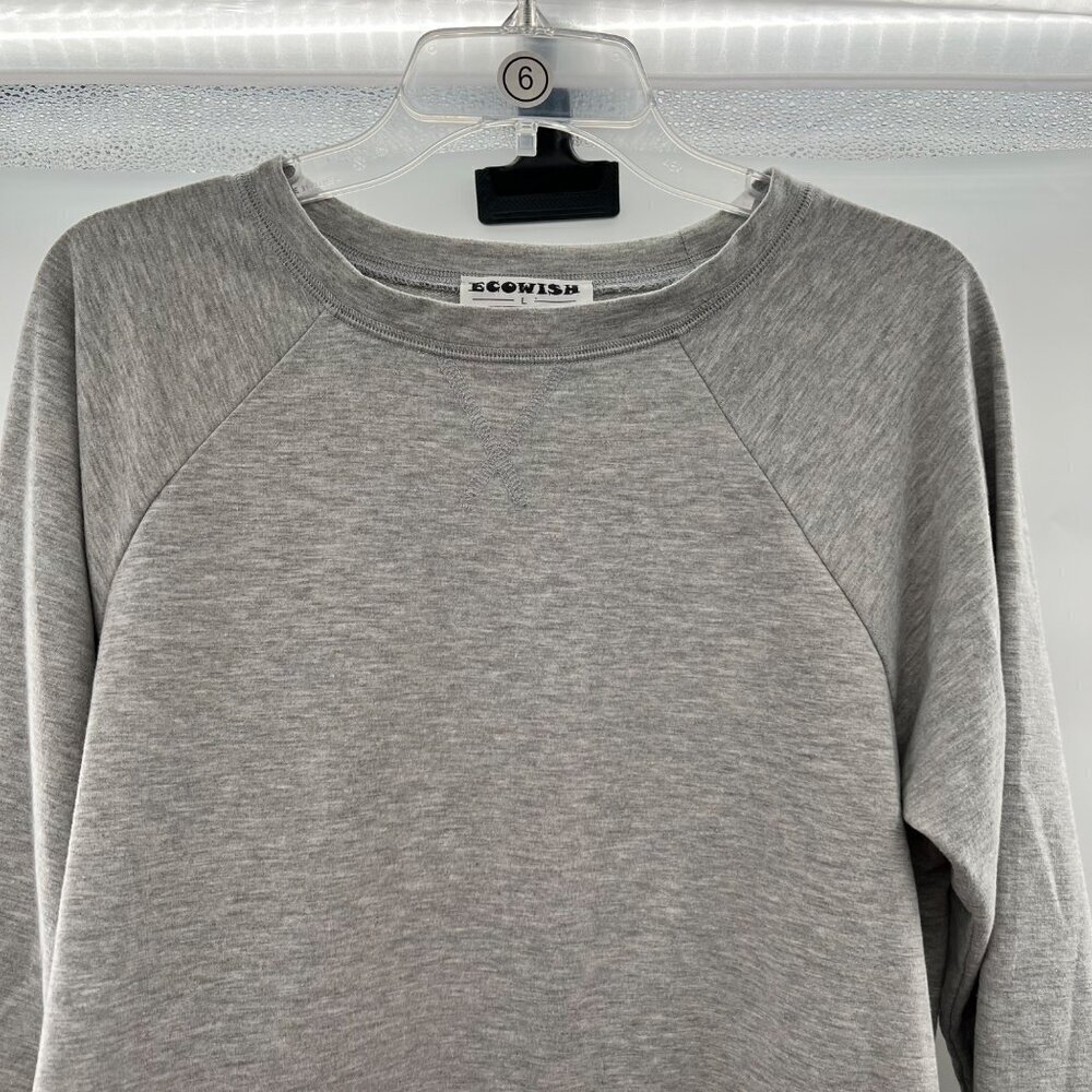 Ecowish Women's Pullover Sweatshirt Gray Size Large Long Sleeve - Picture 2 of 9